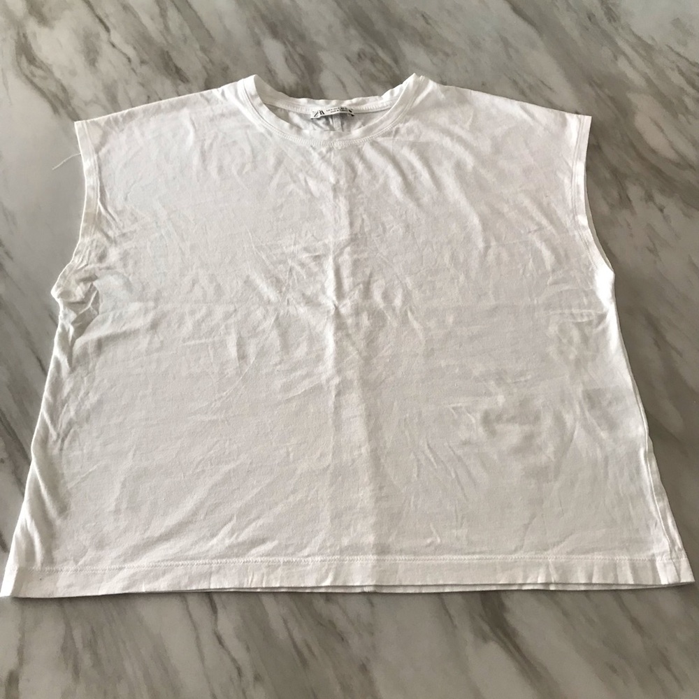 Zara White Sleeveless Tank Top